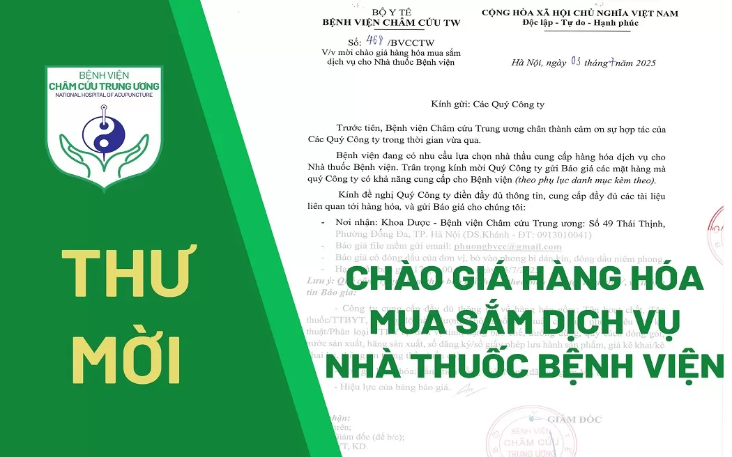 Thư mời chào giá hàng hóa mua sắm dịch vụ cho nhà thuốc Bệnh viện