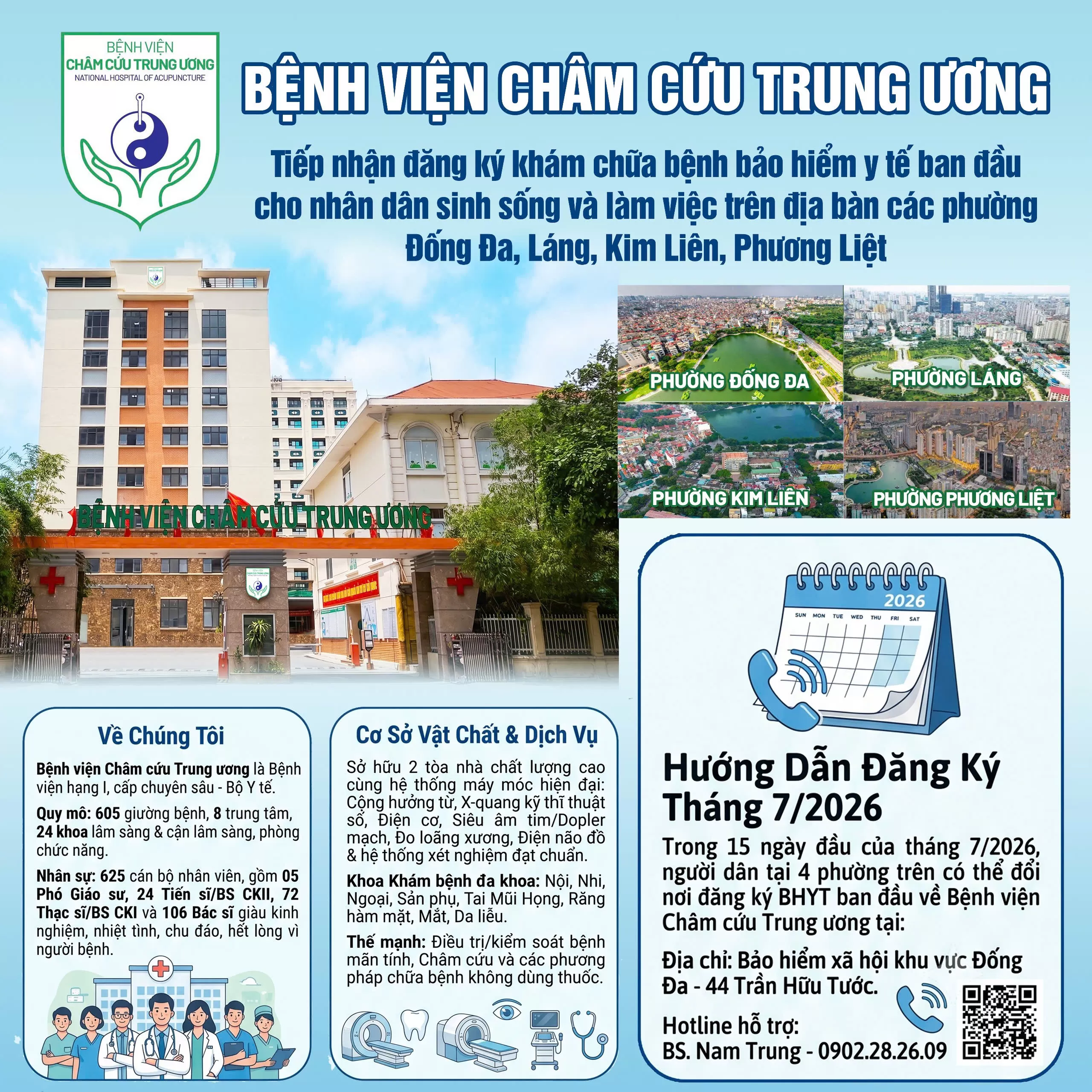 Thông báo: Tiếp nhận đăng ký khám chữa bệnh bảo hiểm y tế ban đầu tại Bệnh viện Châm cứu Trung ương